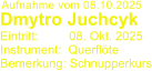 Aufnahme vom 08.10.2025  Dmytro Juchcyk  Eintritt:         08. Okt. 2025 Instrument:  Querflte Bemerkung: Schnupperkurs