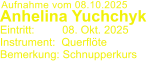Aufnahme vom 08.10.2025  Anhelina Yuchchyk  Eintritt:         08. Okt. 2025 Instrument:  Querflte Bemerkung: Schnupperkurs