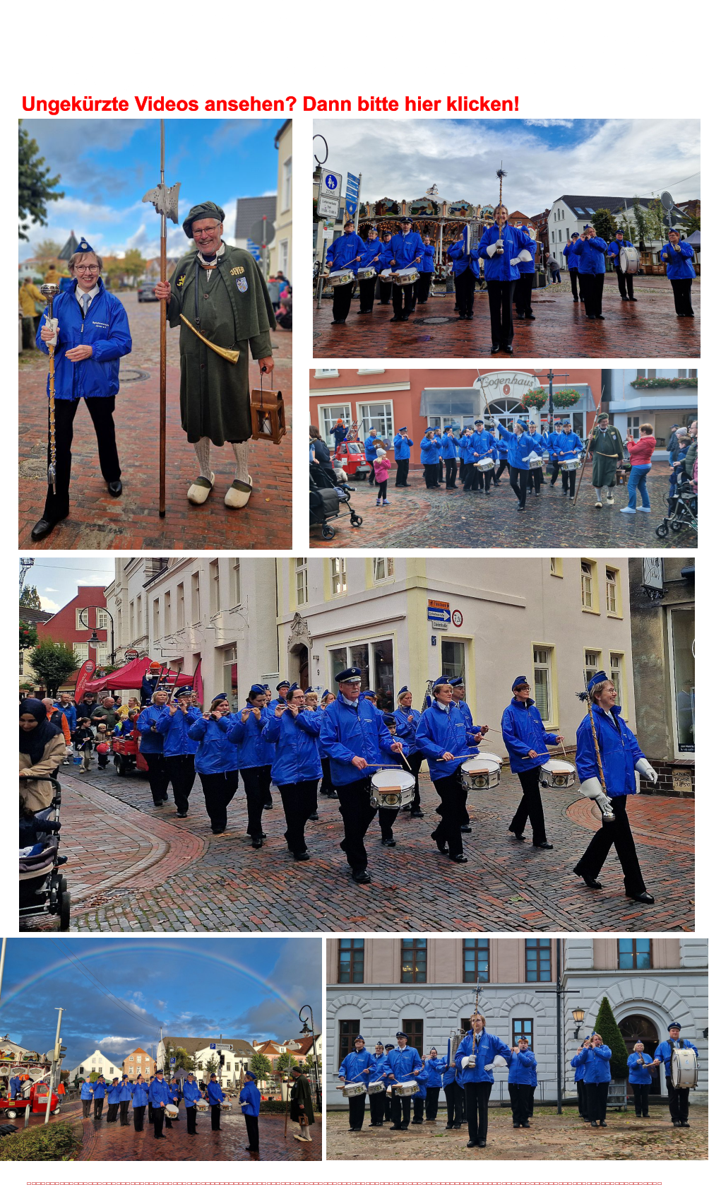 Br�llmarkt in Jever, Laternenumzug, am 11. Okt. 2026 --------------------------------------------------------------------------------------------------------------------------------------- ______________________________________________________________________ Treffpunkt war um 17 Uhr an der Schlachte. Der Spielmannszug Jever f�hrte den Laternenumzug an und es folgten sehr viele Eltern mit ihren Kindern und den bunten Laternen. Es ging durch die Anlagen und der  Altstadt zum Schloss Jever. Hier gab es noch ein kleines Wechselkonzert vom Posaunenchor Cleverns und dem Spielmannszug Jever.                                       Ungek�rzte Videos ansehen? Dann bitte hier klicken!